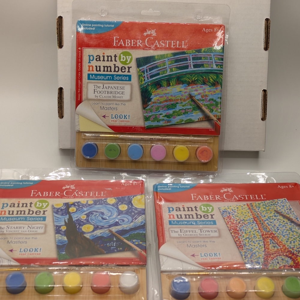 Faber-Castell Paint by Number Museum Series Set. Eiffel Tower, Japanese Foot Bri